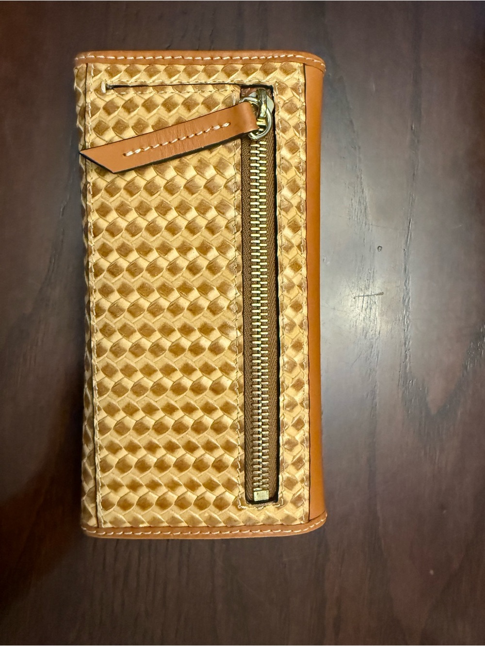 Dooney & Bourke Tan Beacon & Woven Leather Continental Wallet - Picture 2 of 9